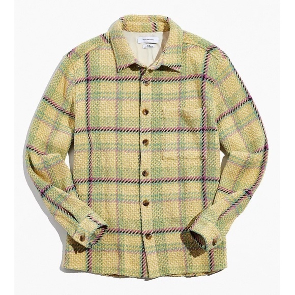 Urban Outfitters Yellow Plaid Exploded Twill Button-Down Shirt small - Picture 1 of 11
